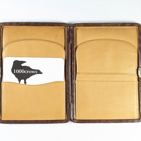 Antique English leather travel wallet, calling card case, passport sleeve - Picture 4 of 12